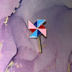 Pink, Blue, and Red Colorful Summer Pinwheel Enamel and Metal Pin